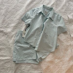 Aritzia Sunday Best ELIZA button up and shorts set